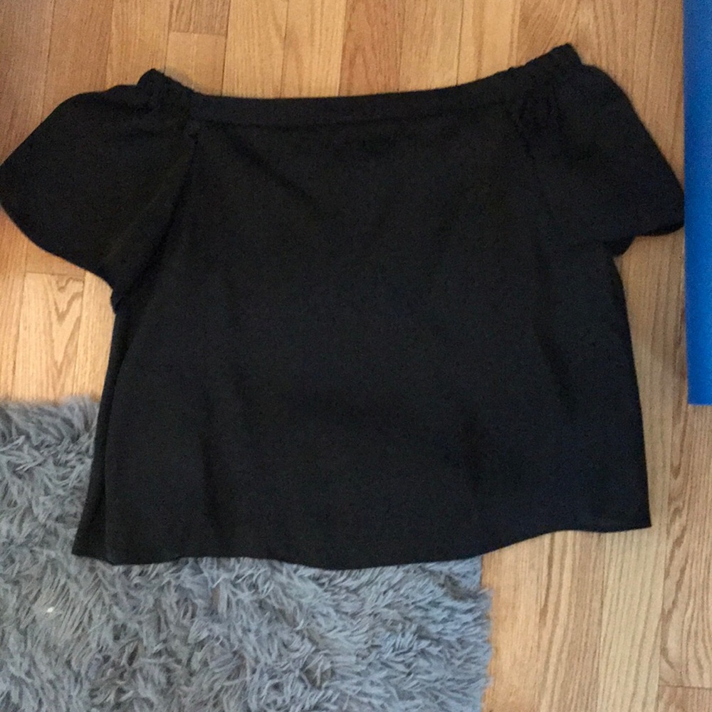 Off the shoulder black silk top